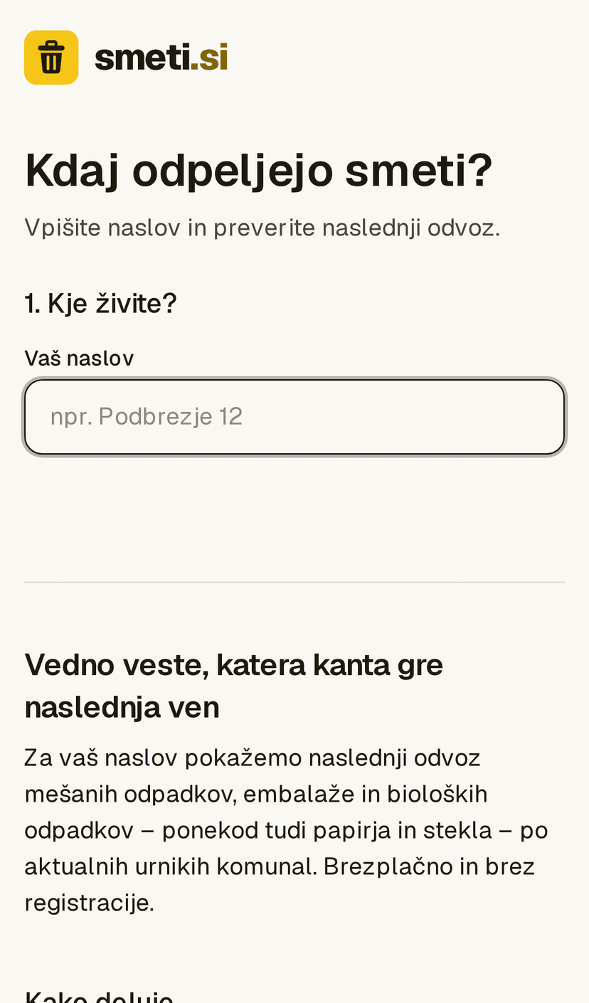 Začetna stran: vpis naslova